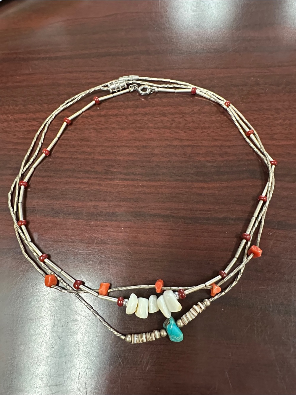Vintage sterling silver chokers - turquoise- coral - layering necklaces
